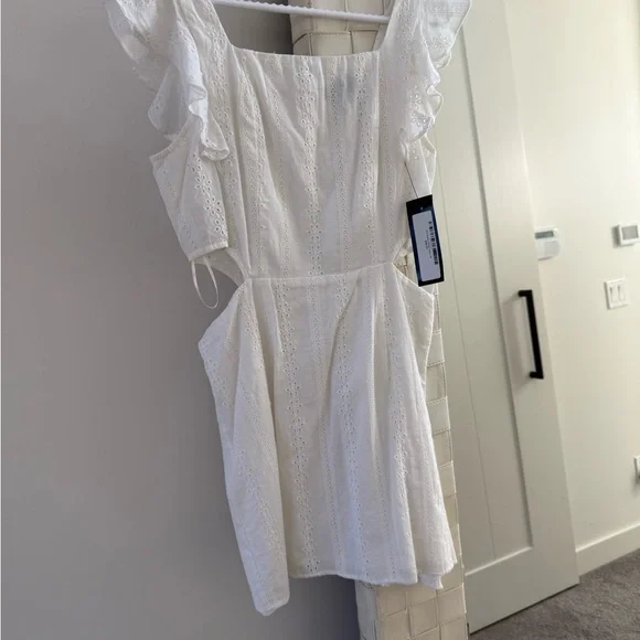 White Eyelet Ruffle Dress - Picture 2 of 4